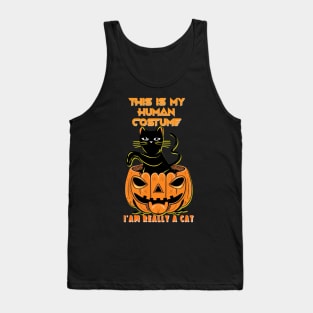 This Is My Human Costume I'm Really A Cat Pumkin Halloween Tank Top